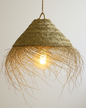 Handmade EMMA DESERT Moroccan pendant light crafted from natural Halfa fiber wicker, offering a warm, rustic, and boho-inspired lighting design.