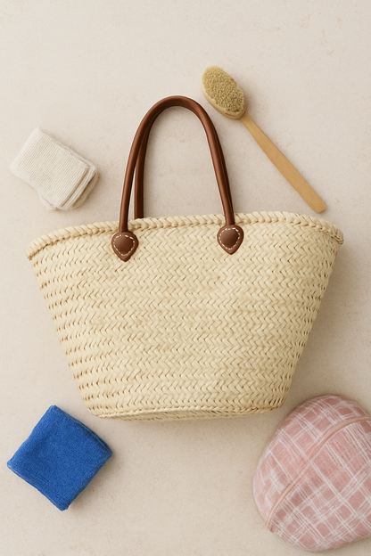 Handwoven Straw Market Basket – Perfect for the Beach or Market