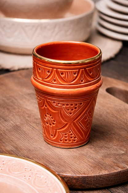 Moroccan Ceramic Cups – Gold Rim (Set of 6)