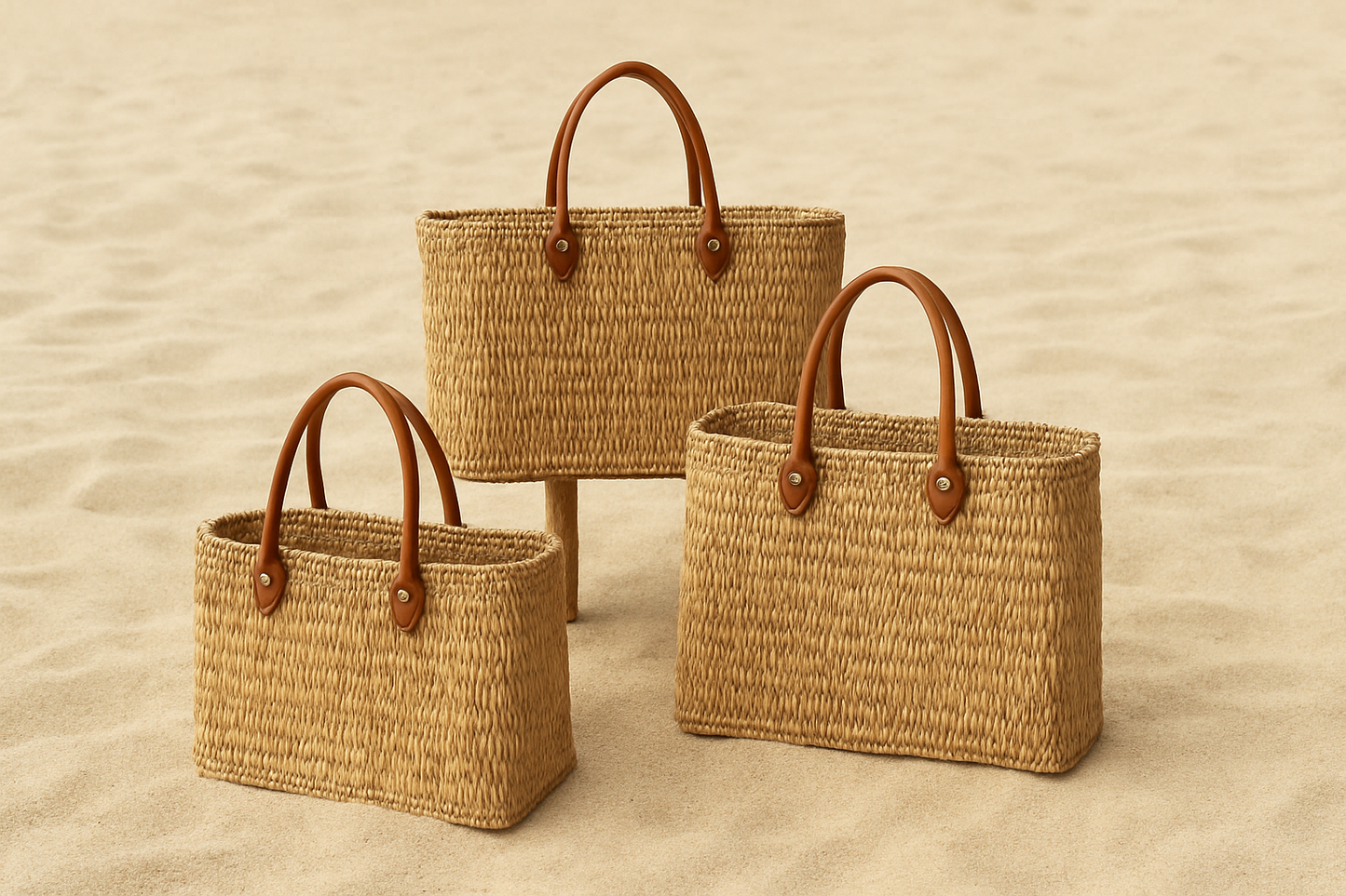 Artisan Moroccan Handwoven Market Basket with Premium Leather Handles