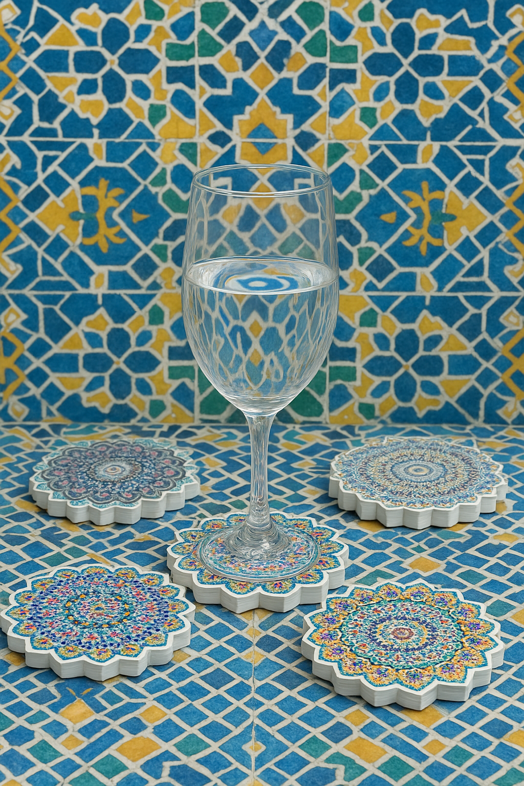 Exotic Moroccan Tile Coasters Colorful Ceramic Set of 6 for Stylish Table Protection