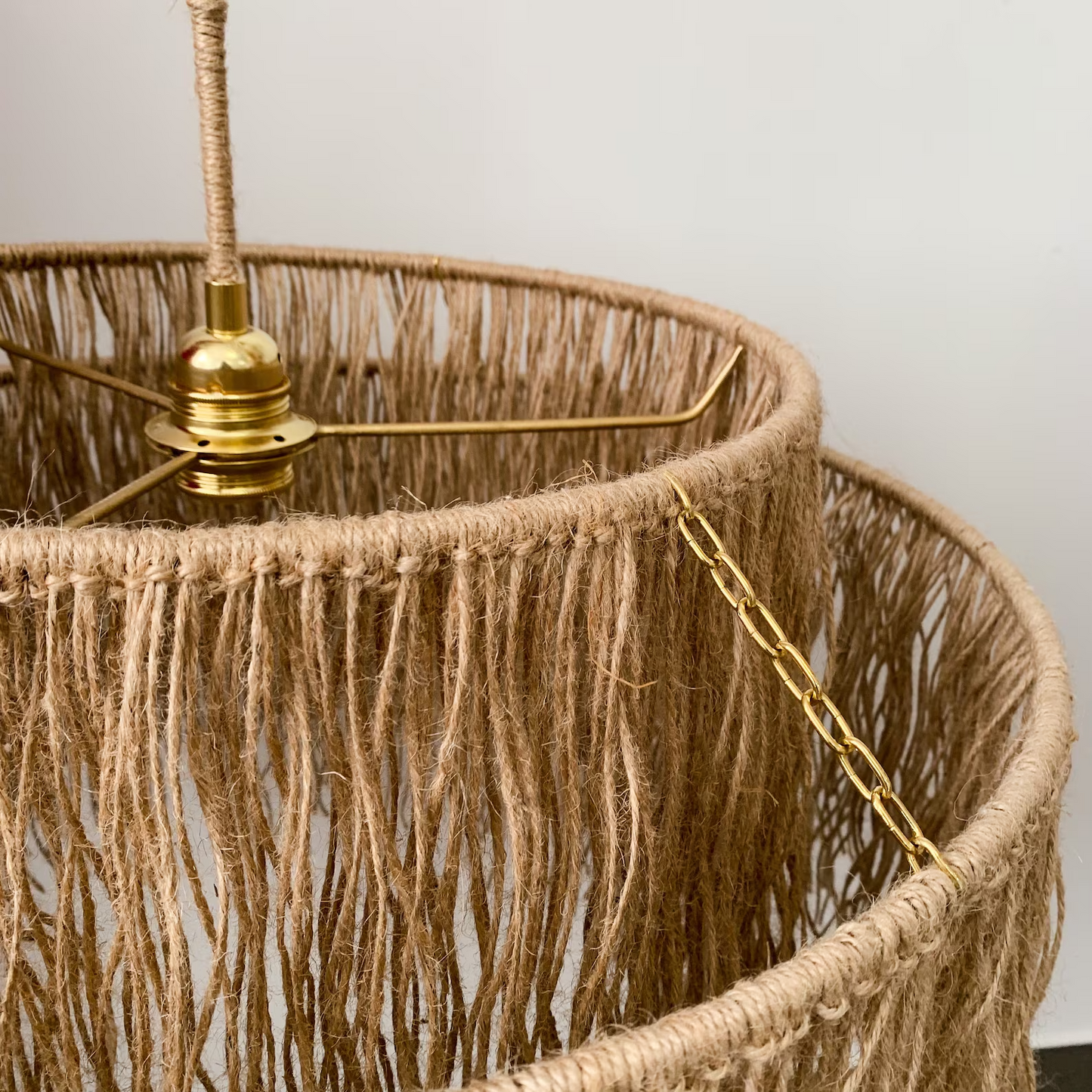 Natural Jute Fringe Pendant Light – Boho Coastal Ceiling Lighting