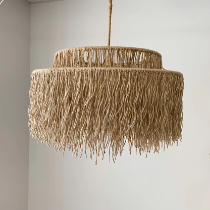 Natural Jute Fringe Pendant Light – Boho Coastal Ceiling Lighting