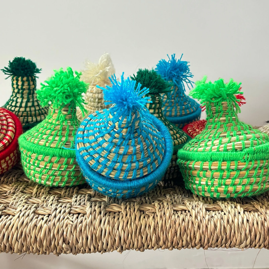 Small Moroccan Berber Boxes – Handwoven, Colorful Decorative Storage