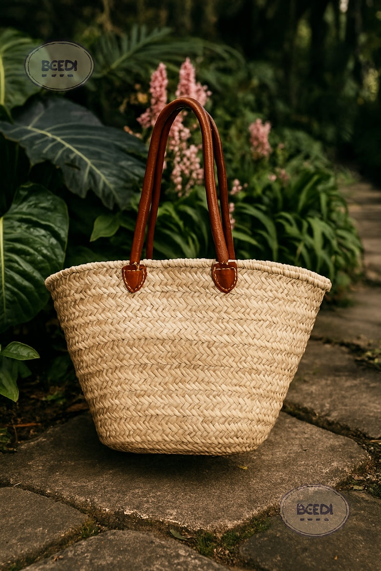 Handwoven Straw Market Basket – Perfect for the Beach or Market